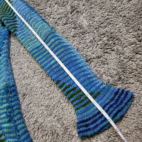 Anthropologie Sleeping on Snow Colorblock Long Line Clasp Ruffle Cardigan - L - Picture 9 of 10